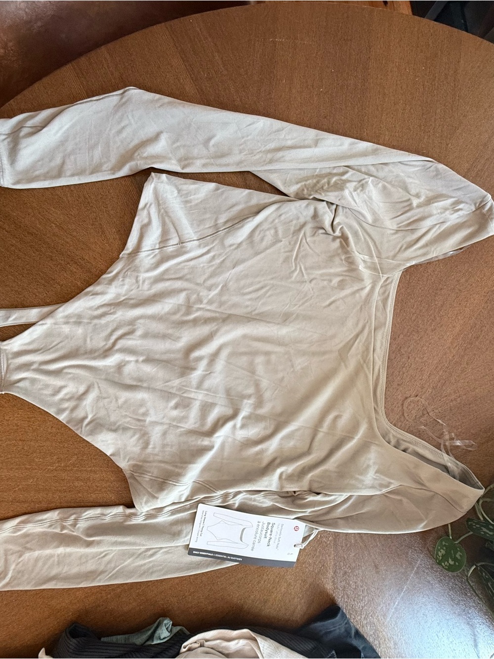 lululemon athletica Long Sleeve Square-Neck Bodysuit in Light Cream